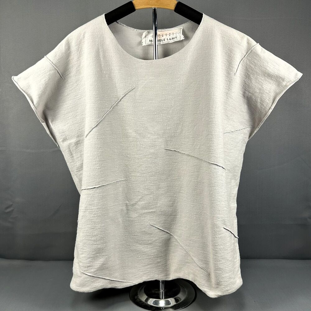 GRAIL Vintage Michele Lamy x Corinne Gilbert Tan Raw Cotton Top 1980s Grunge